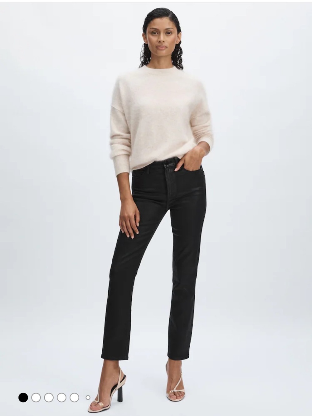 Paige Black Coated Straight-Leg Jeans